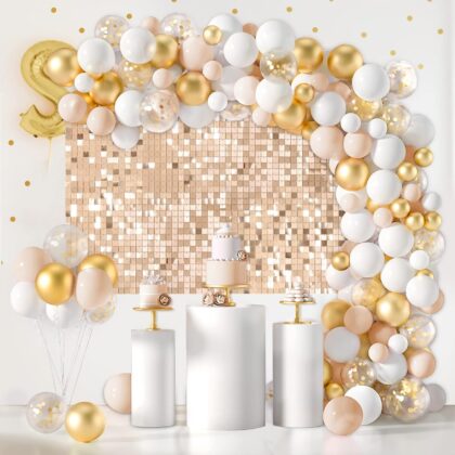 12 Champagne Sequin Panels, 4ftx3ft - Shimmer Wall Backdrop for Events and Parties