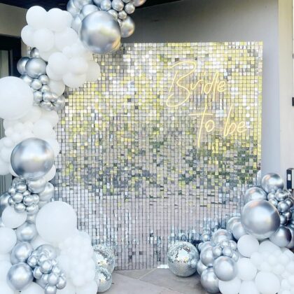 24-Pack Silver Sequin Shimmer Wall Panels - 6FTx4FT, Square Disco Backdrop for Birthdays, Bridal Showers, and Parties